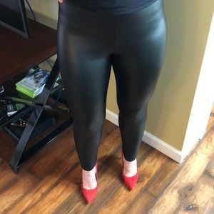 Faux leather leggings.